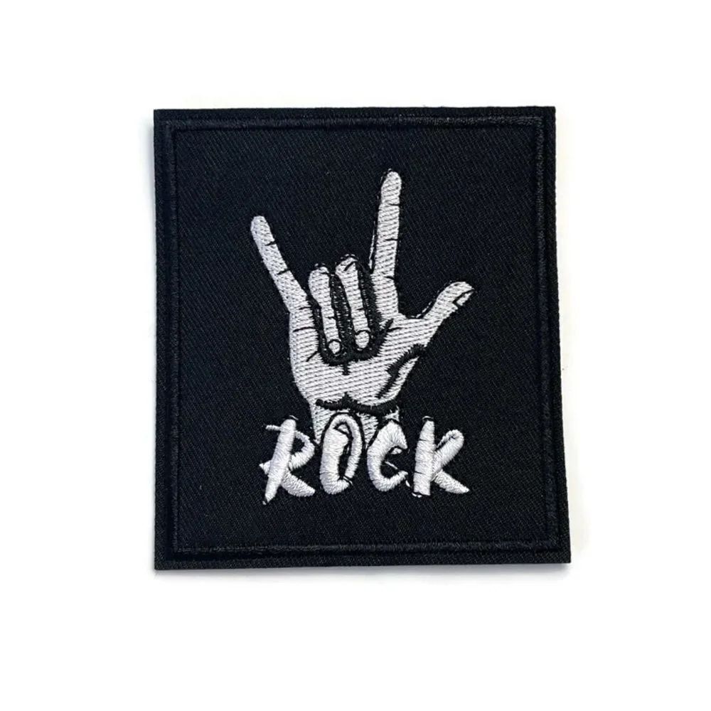 ASL I Love Rock Hand Sign Square Embroidered Patch